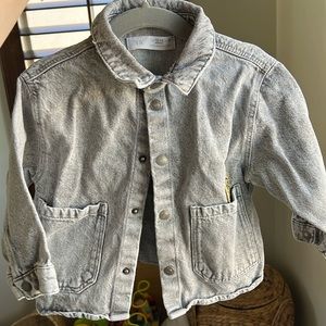 Zara grey denim jacket with patch. Unworn no tags. 12-18 months